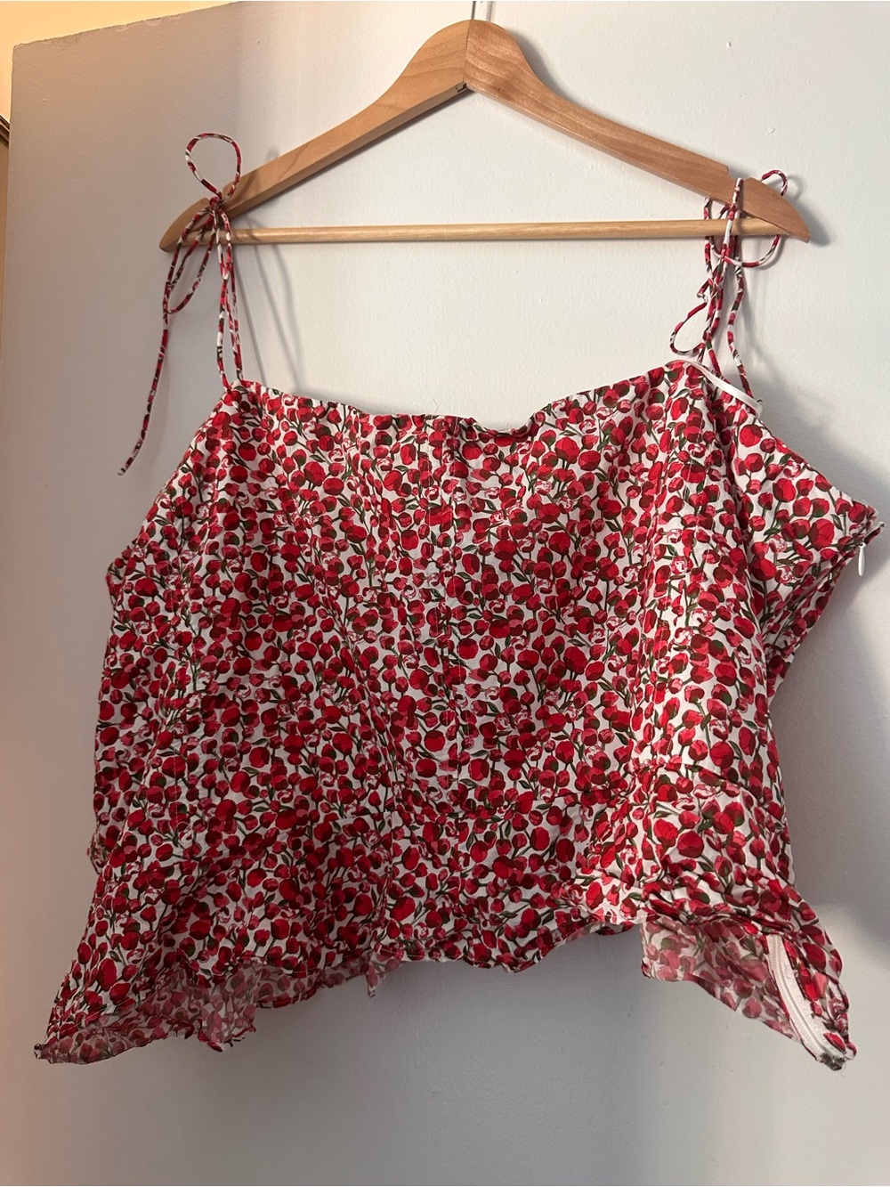 J. Crew Red Cherry-Print Tie-Strap Camisole